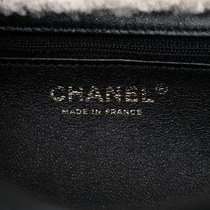 Chanel Lambskin Shearling Large CC Flap Bag Black White 6 of 9