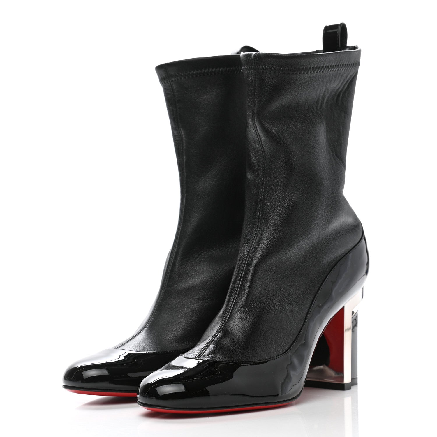 Christian Louboutin Patent Nappa Shine Bootnik 85 Boots 36.5 Black Silver 3 of 8