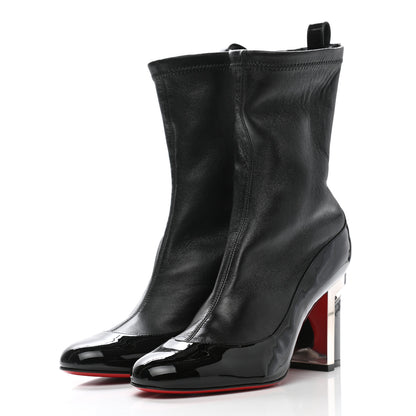 Christian Louboutin Patent Nappa Shine Bootnik 85 Boots 36.5 Black Silver 3 of 8