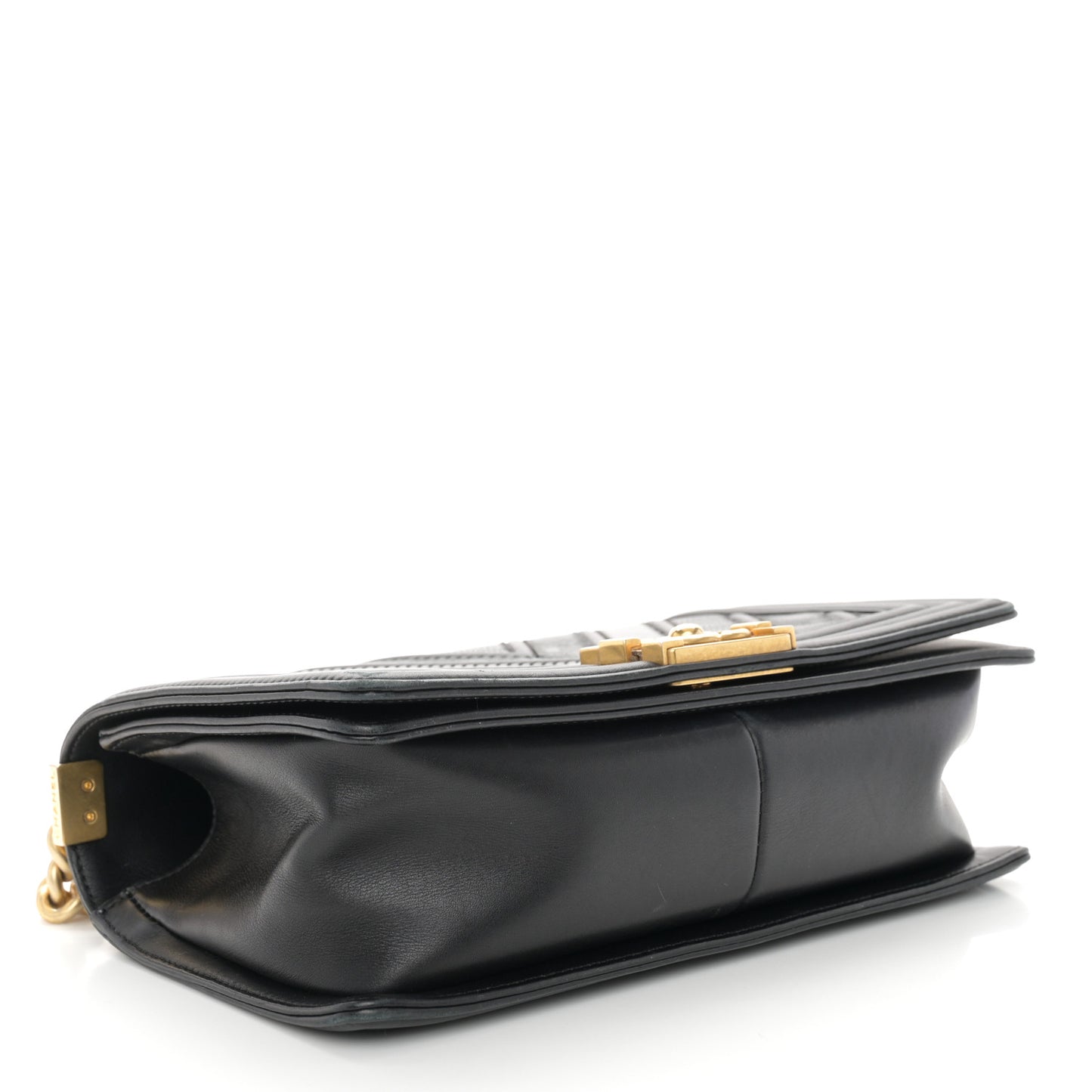 Caviar Suede Calfskin Chevron Medium Boy Flap Black