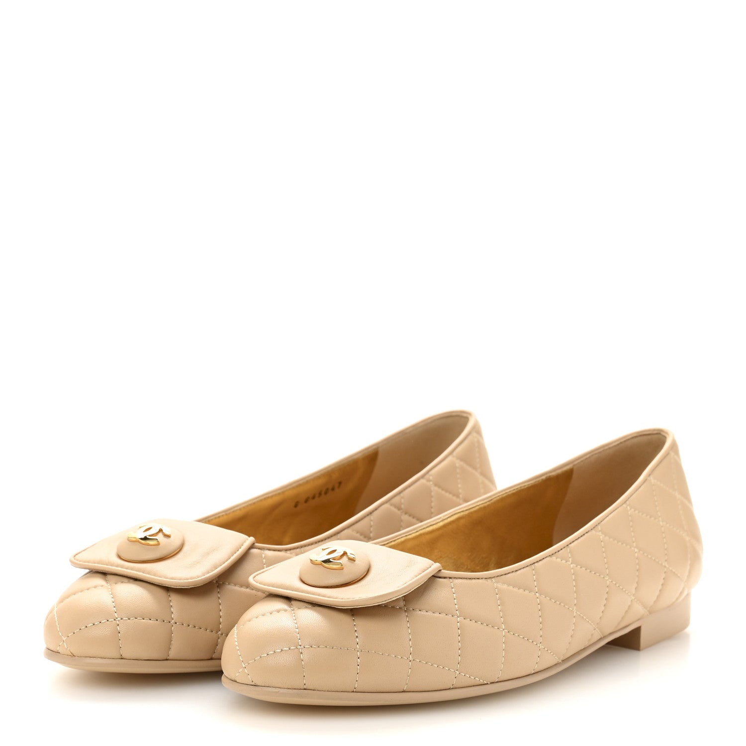 Chanel Lambskin Quilted CC Ballerina Flats 40 Light Beige 4 of 11