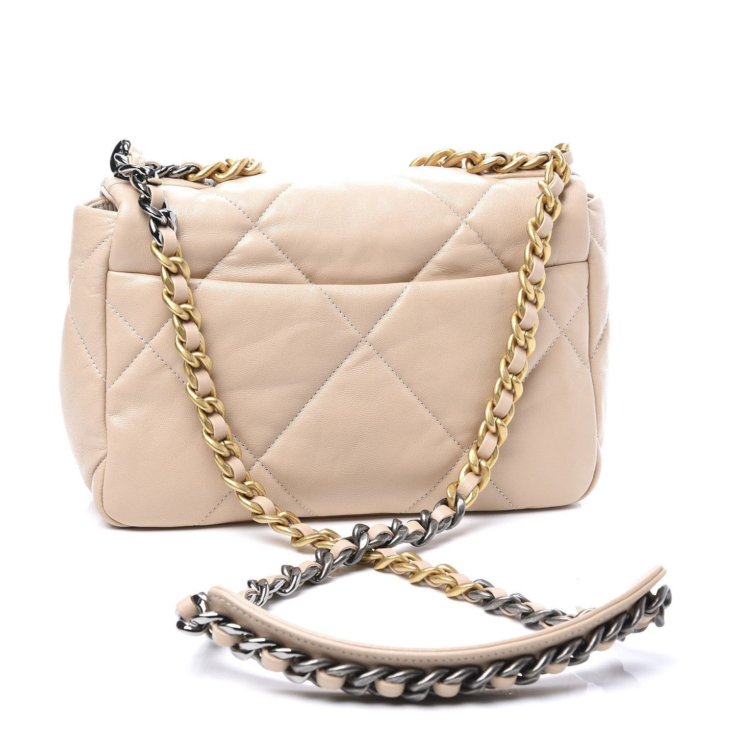 Goatskin Quilted Medium 19 Flap Beige