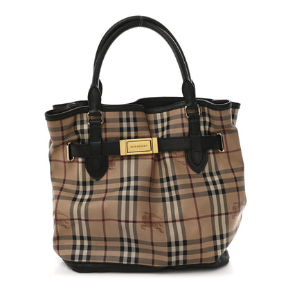 Burberry Haymarket Check Medium Golderton Tote Chocolate 1 of 13