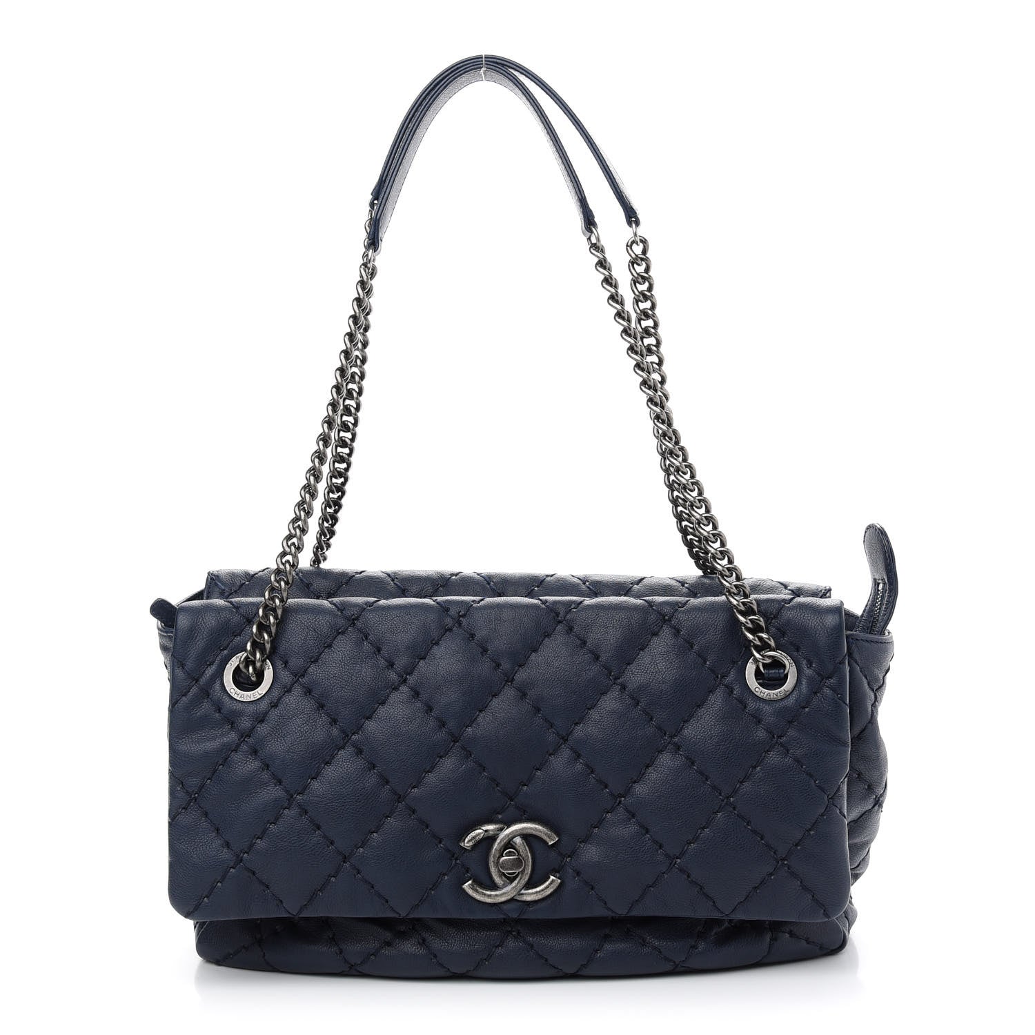Chanel Calfskin Stitch It Accordion Flap Blue 1 of 9