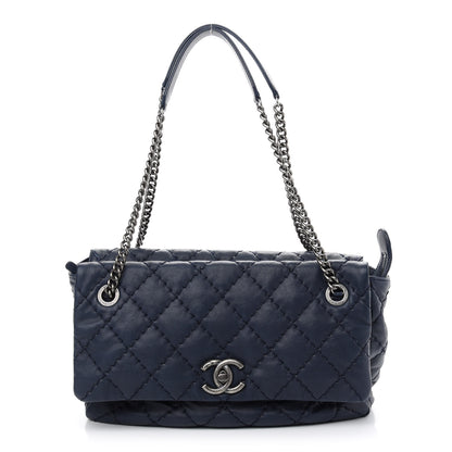 Chanel Calfskin Stitch It Accordion Flap Blue 1 of 9