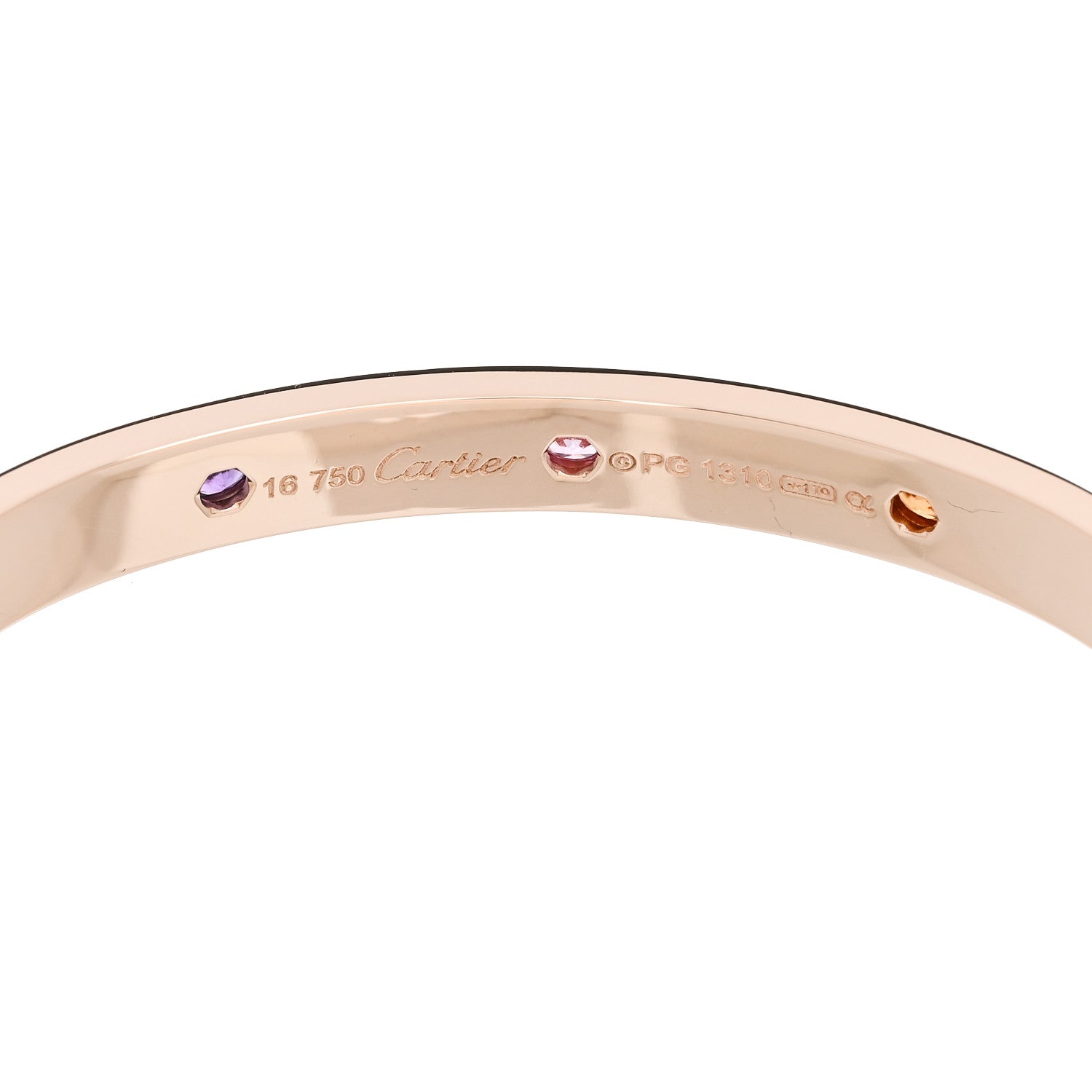 Cartier 18K Pink Gold Sapphire Garnet Amethyst LOVE Bracelet 16 5 of 7