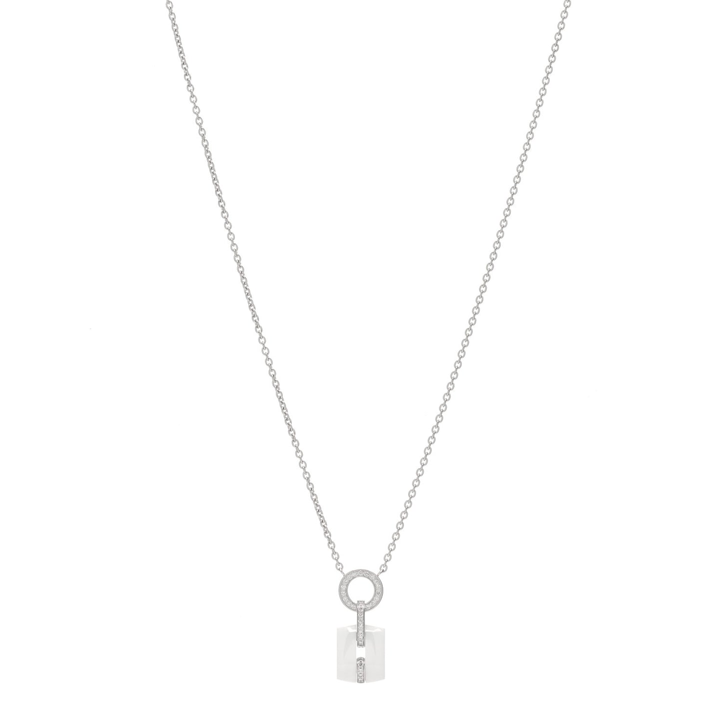 18K White Gold Diamond Ceramic Ultra Drop Pendant Necklace White