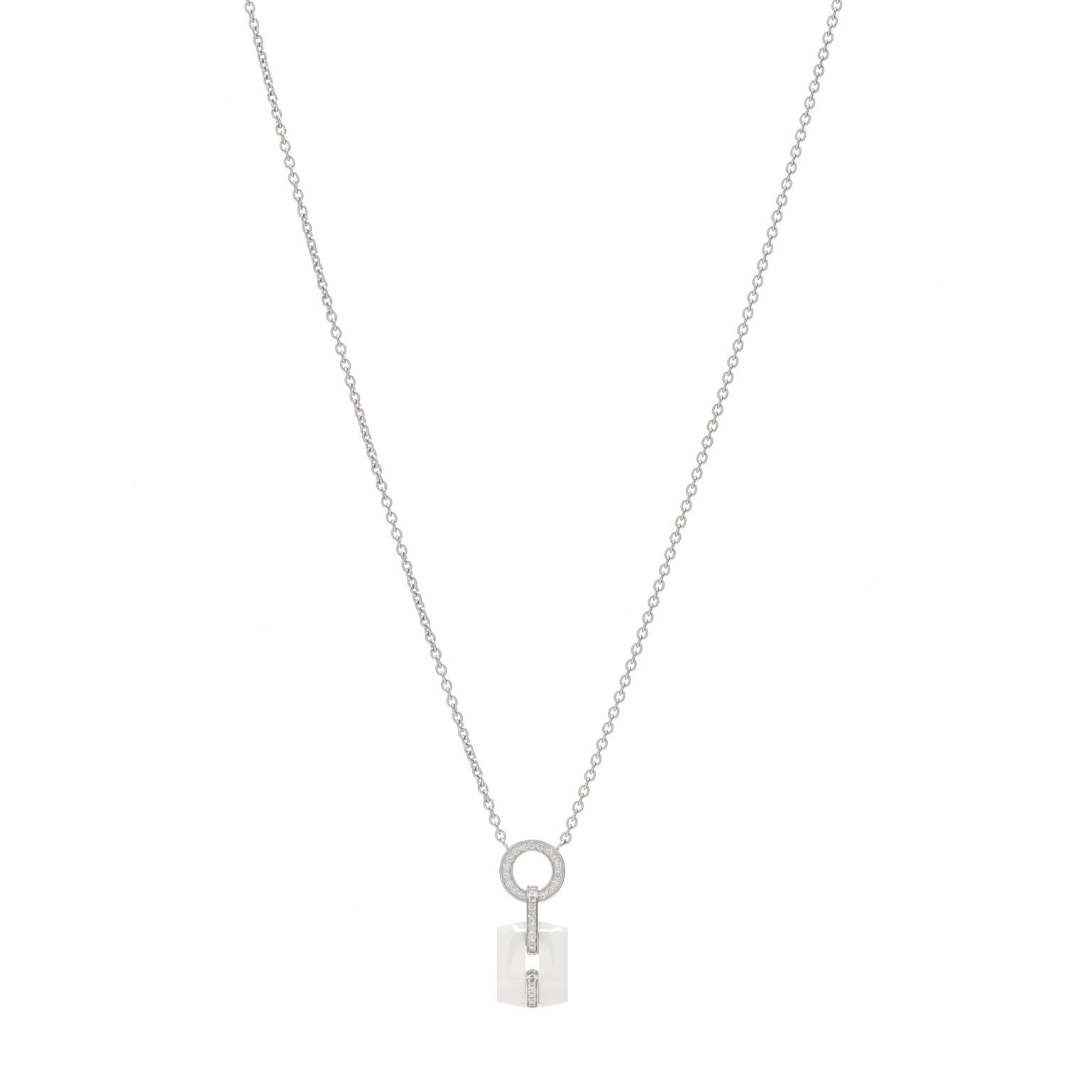 Chanel 18K White Gold Diamond Ceramic Ultra Drop Pendant Necklace White 1 of 5