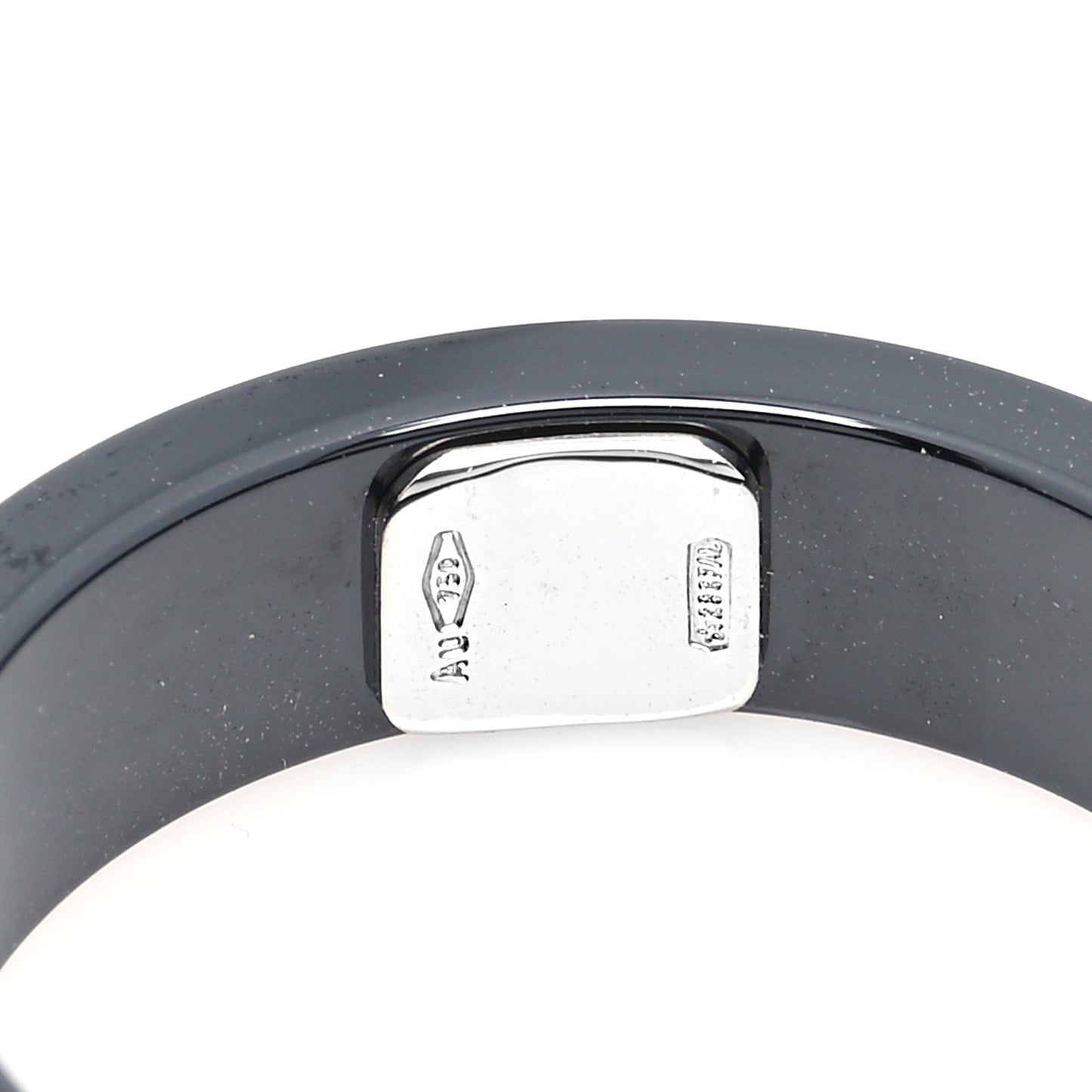18K White Gold Ceramic Diamond B.Zero1 Essential Band Ring 55 7.25 Black