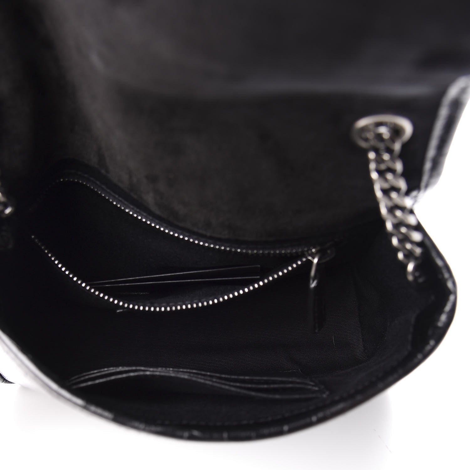 Saint Laurent Crocodile Embossed Lambskin Matelasse Monogram Niki Chain Wallet Black 4 of 10