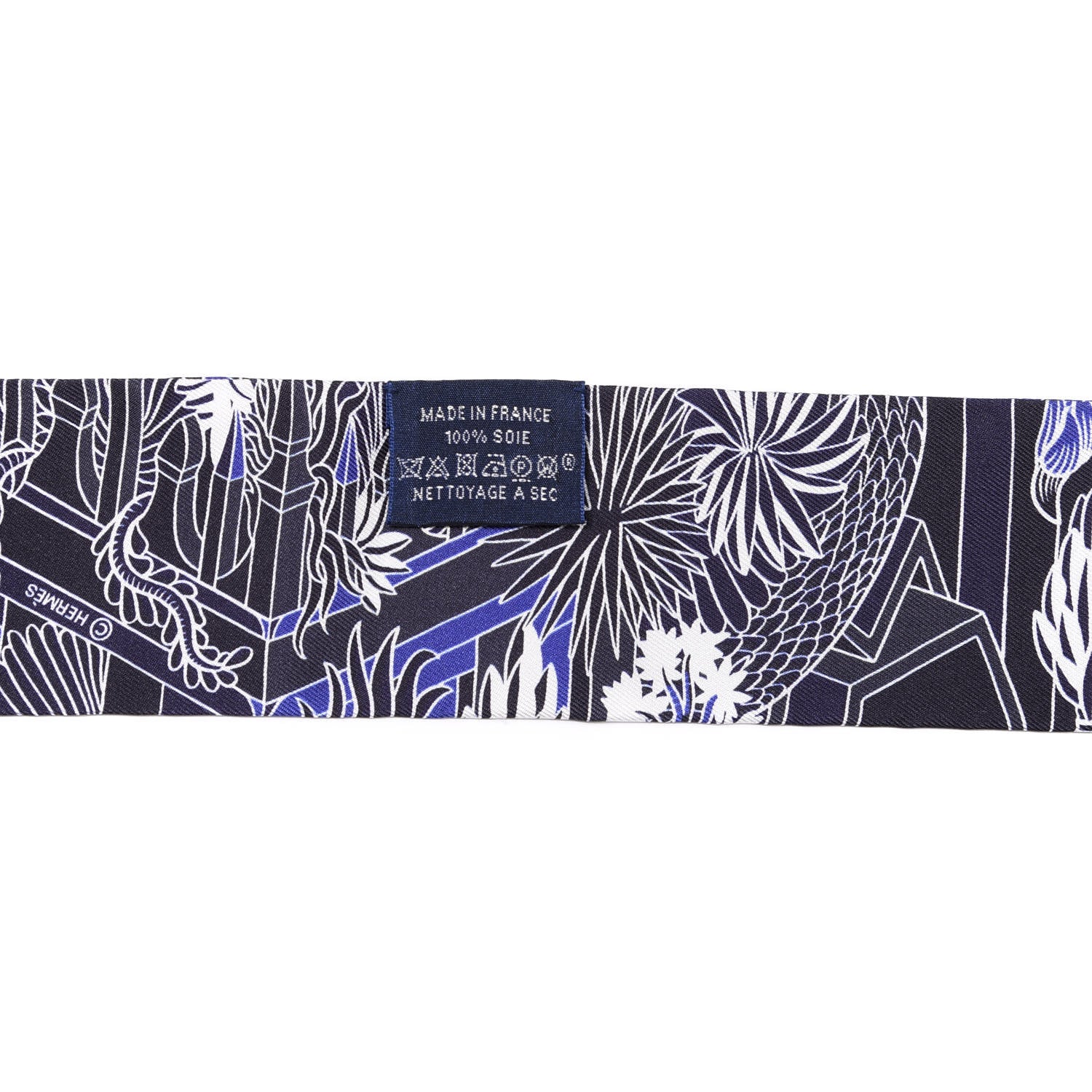 Hermes Silk Animapolis Plumetis Twilly Marine Bleu Royal 2 of 3