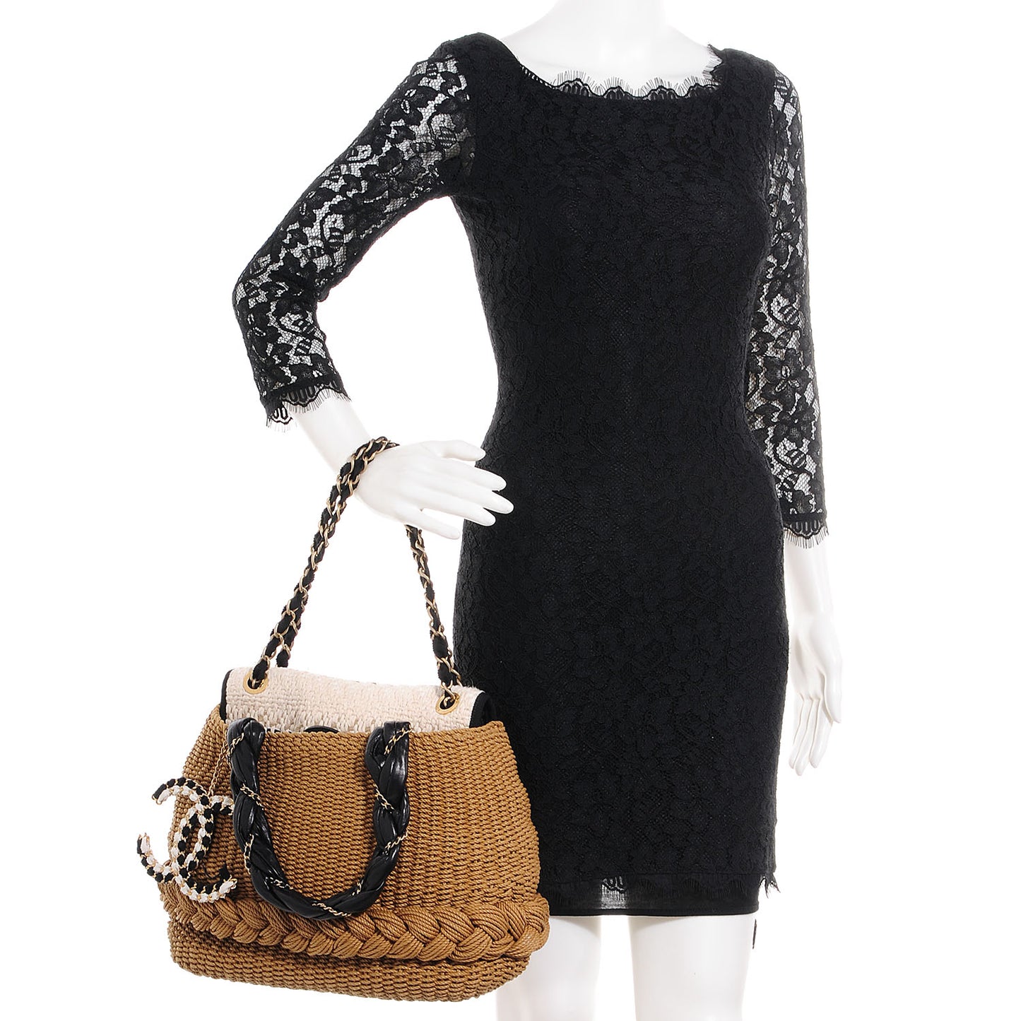 Woven Raffia Lambskin Coco Country Tote