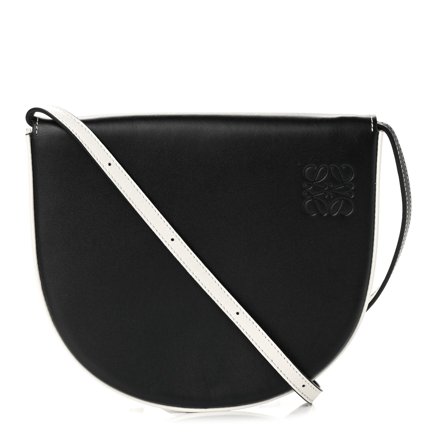 Soft Calfskin Heel Bag Black Soft White
