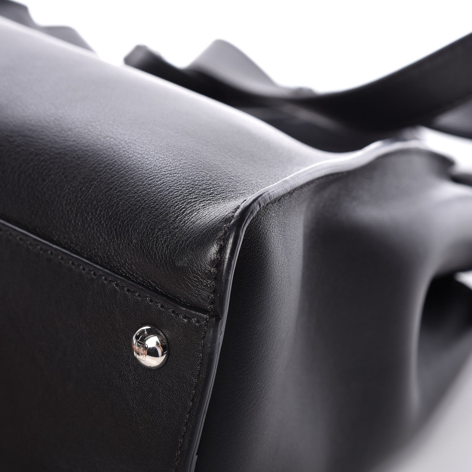 Fendi Vitello Dolce Shiny Nappa Plexglass Granite Medium Peekaboo Iconic Satchel Black 13 of 14