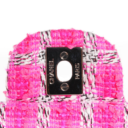 Chanel Tweed Medium Double Flap Fuchsia White 6 of 9
