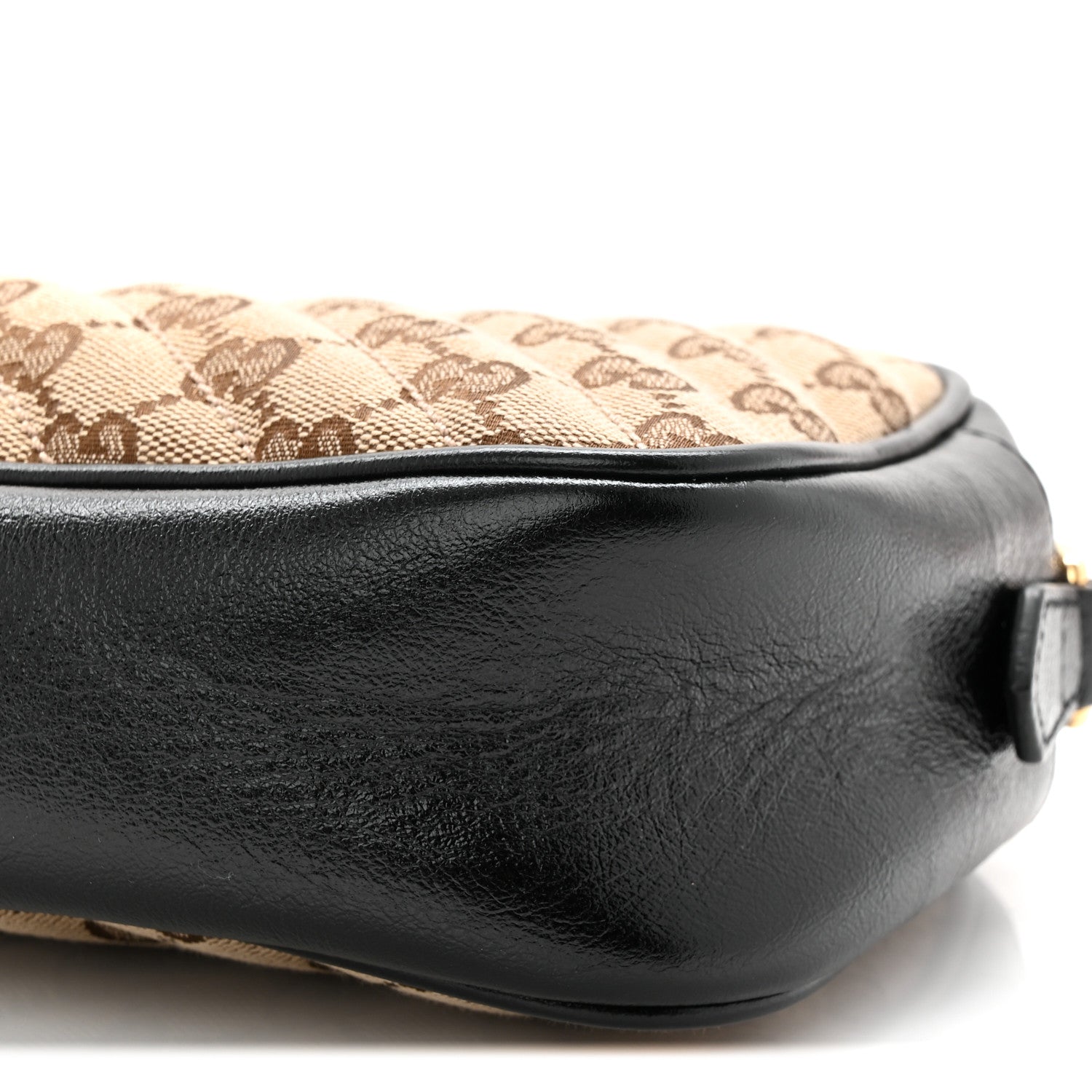 Gucci Monogram Matelasse Diagonal Small GG Marmont Chain Shoulder Bag Beige Black 10 of 11