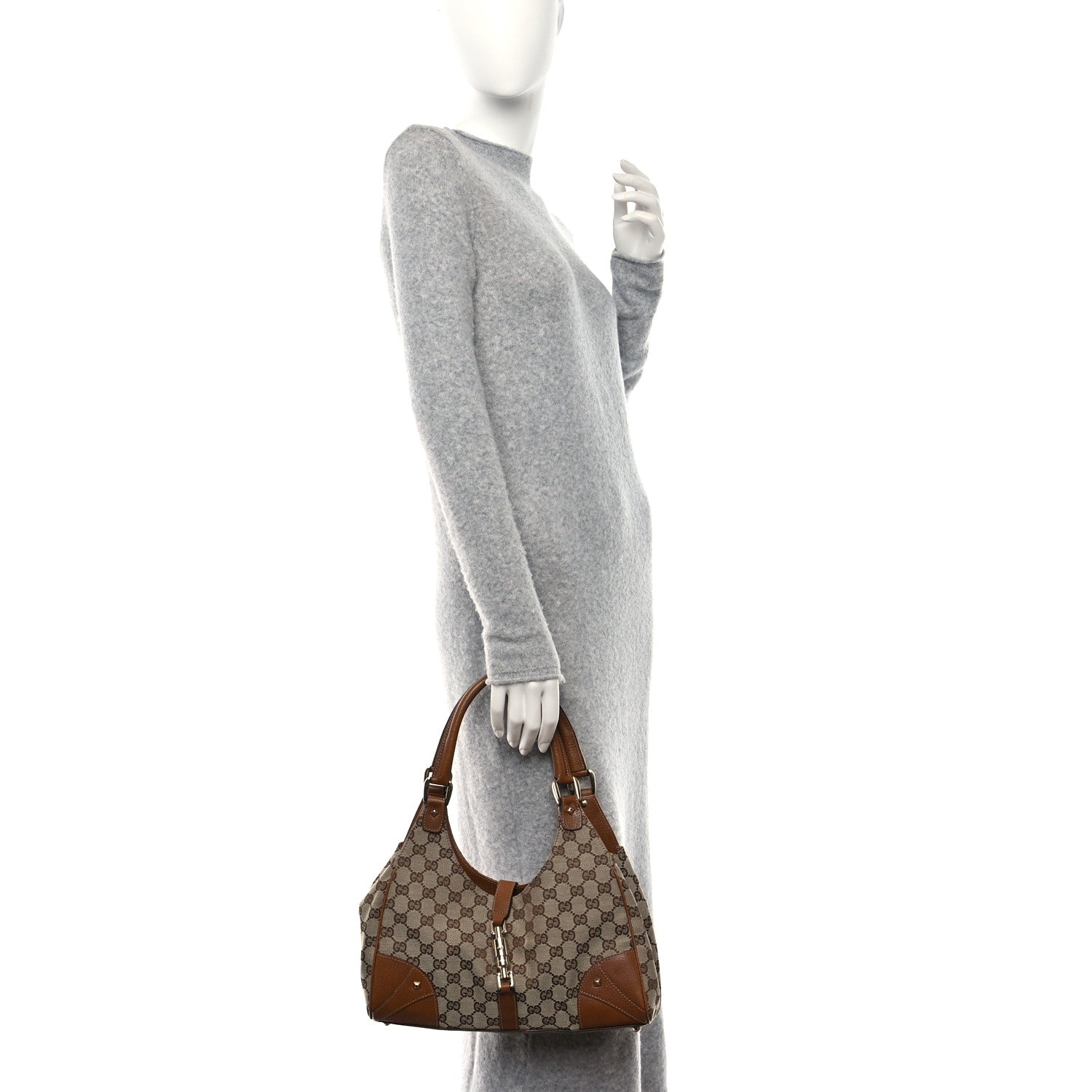 Gucci Monogram Calfskin Large Bardot Shoulder Bag Brown 2 of 9