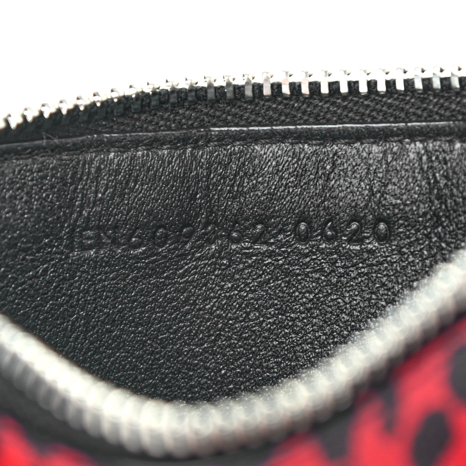 Saint Laurent Grain de Poudre Leopard Print 5 Fragments Zip Pouch Card Holder Red 7 of 7
