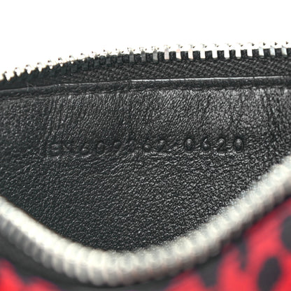 Saint Laurent Grain de Poudre Leopard Print 5 Fragments Zip Pouch Card Holder Red 7 of 7