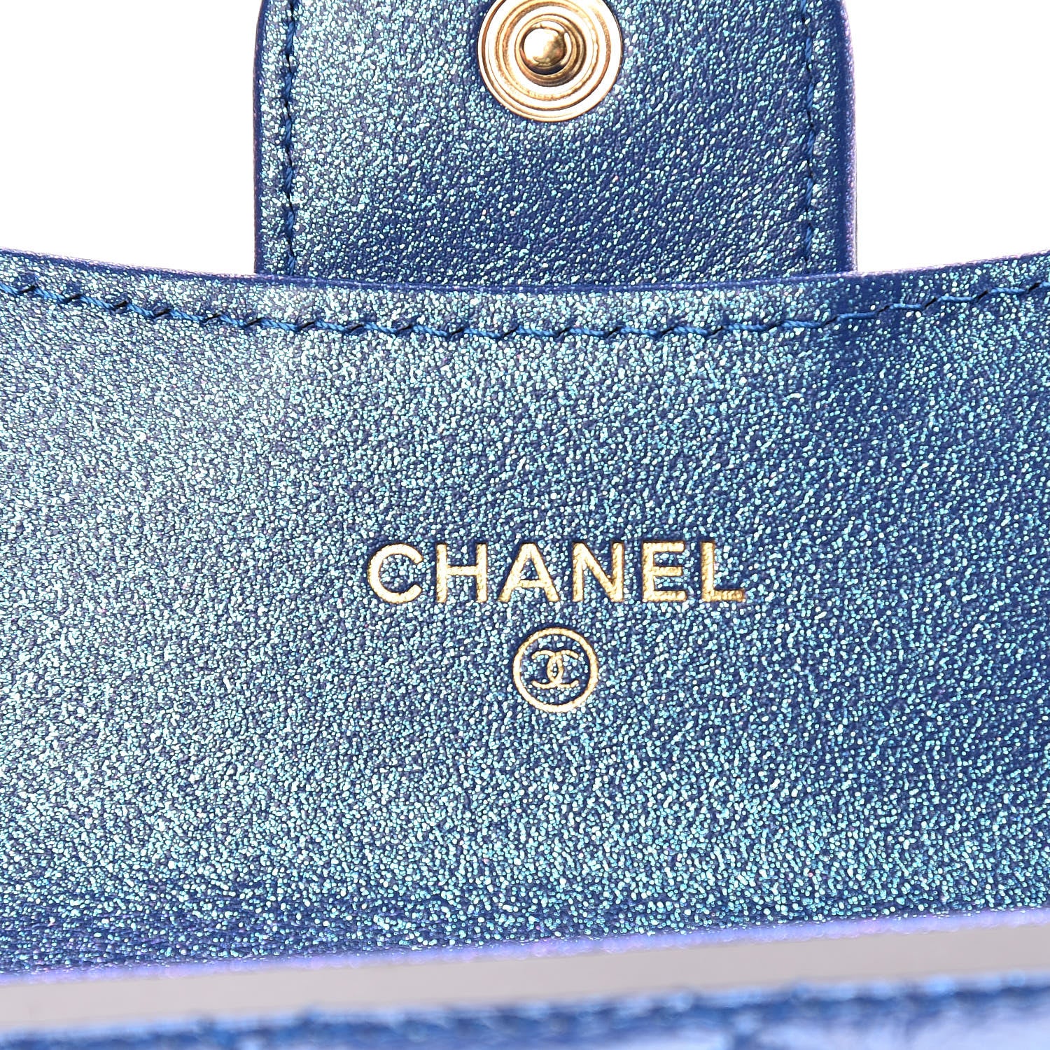 Chanel Glittered Aged Calfskin Quilted Reissue Card Holder Dark Blue 6 of 9