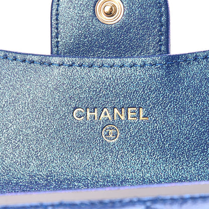Chanel Glittered Aged Calfskin Quilted Reissue Card Holder Dark Blue 6 of 9