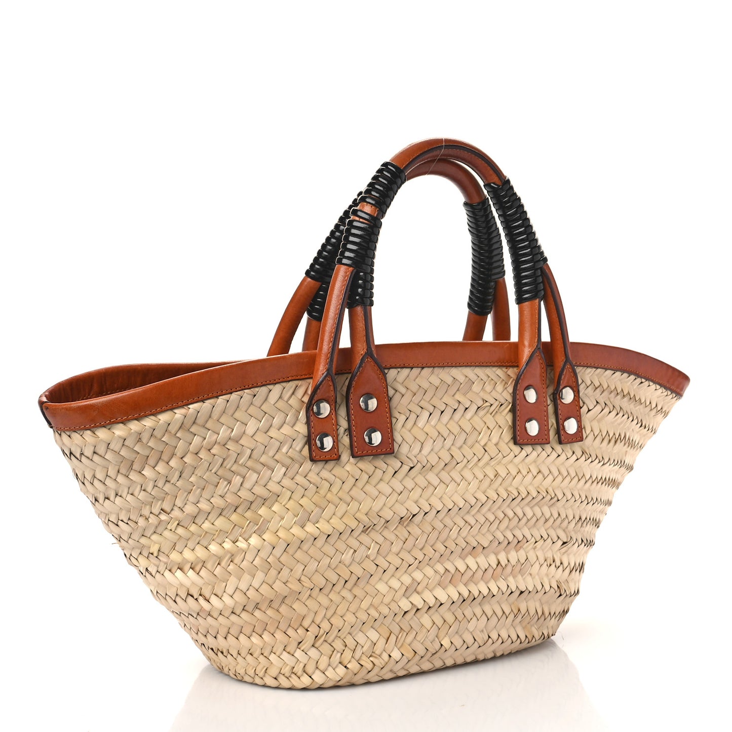 Straw Calfskin Bistrot Panier Small Tote Natural