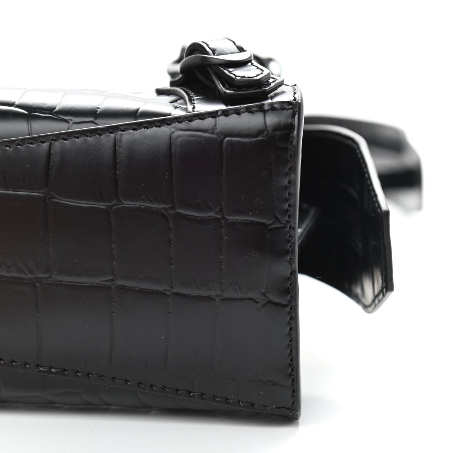 Balenciaga Semi Shiny Calfskin Crocodile Embossed Neo Classic Black Hardware Mini City Black 9 of 10