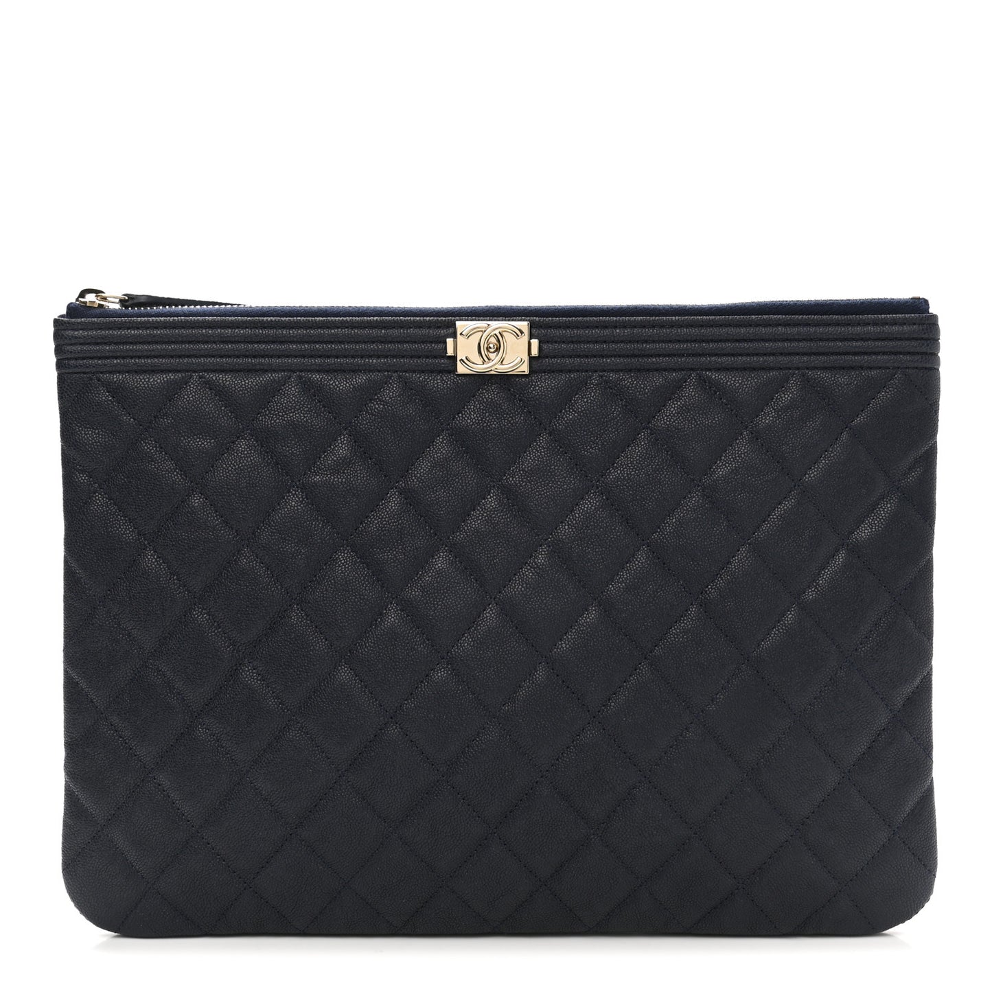 Caviar Quilted Medium Boy Cosmetic Case Blue