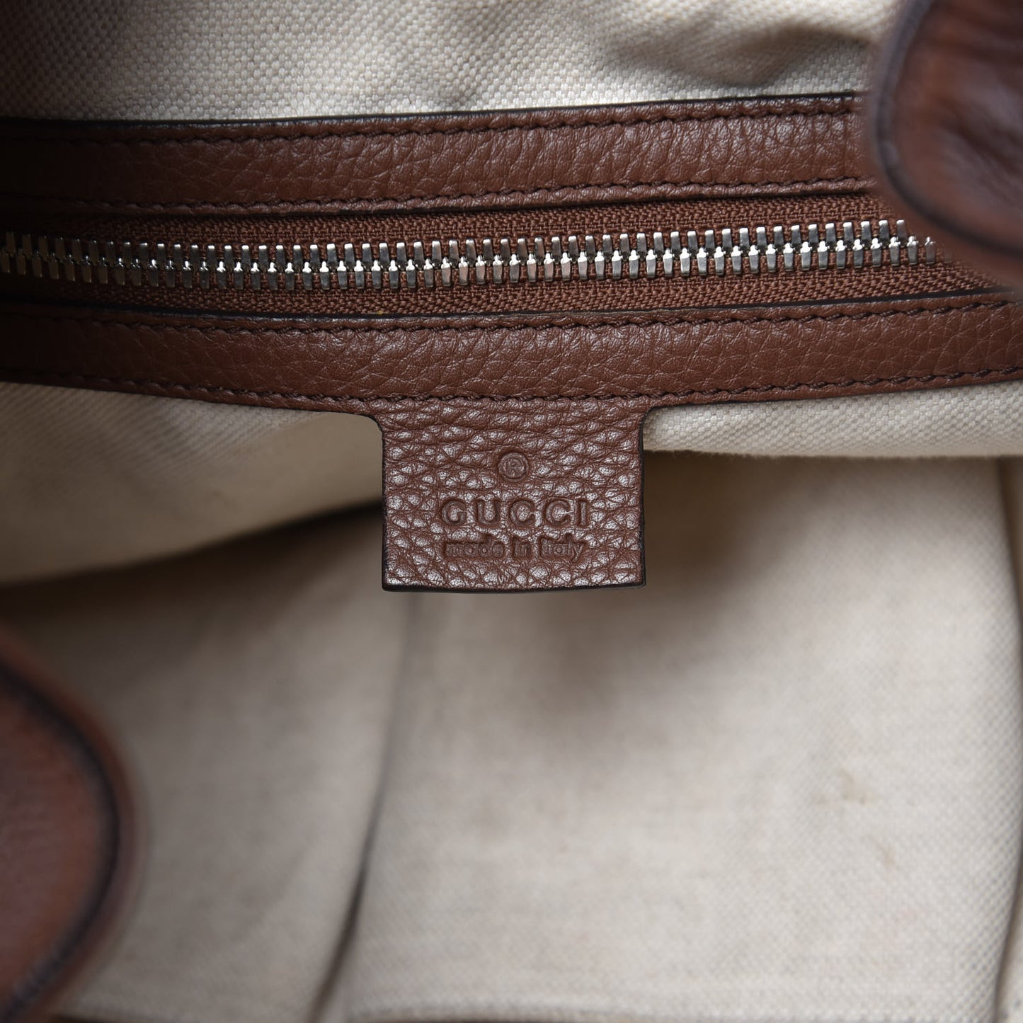 Pebbled Calfskin Large Soho Drawstring Backpack Brown