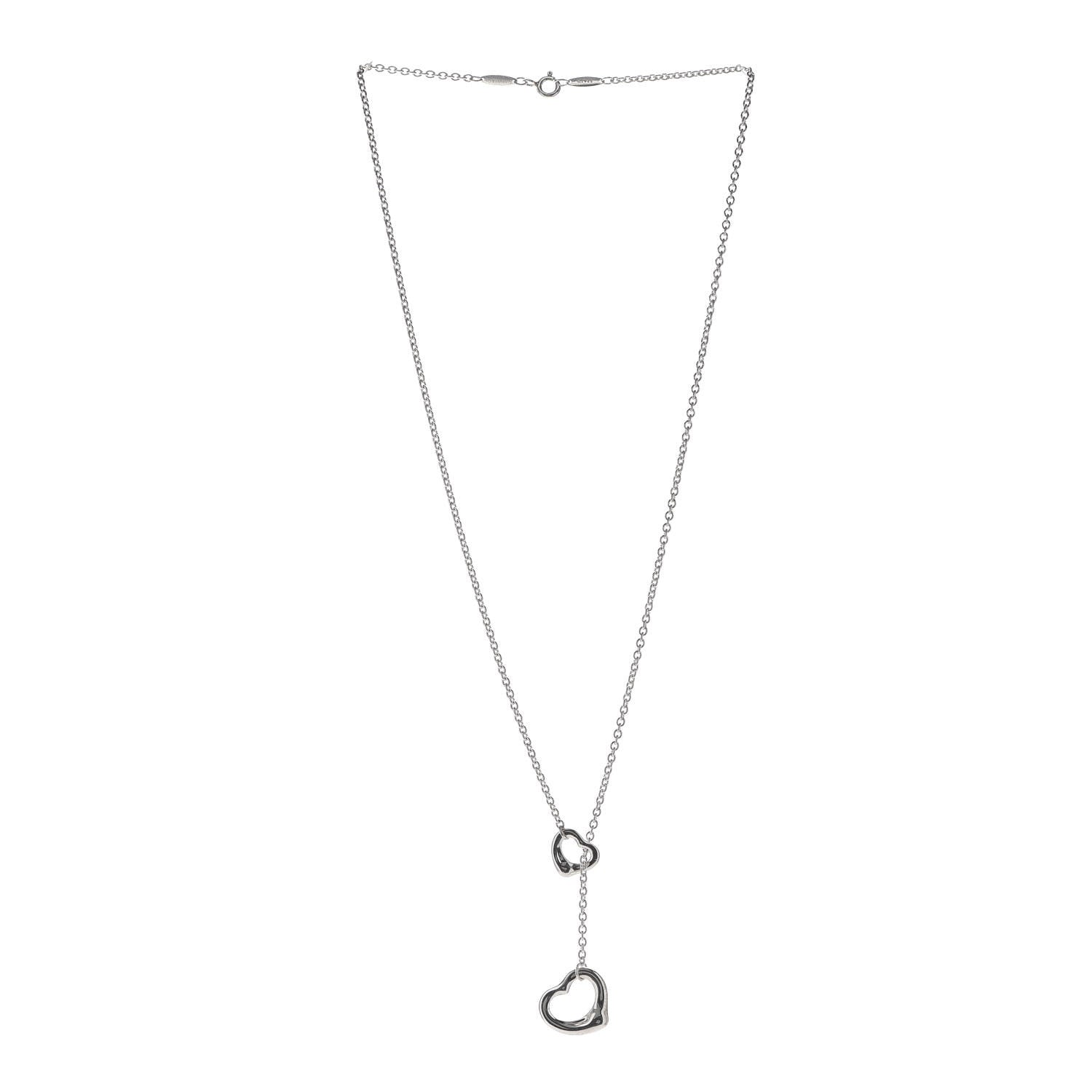 Tiffany Sterling Silver Elsa Peretti Open Heart Lariat Necklace 3 of 6