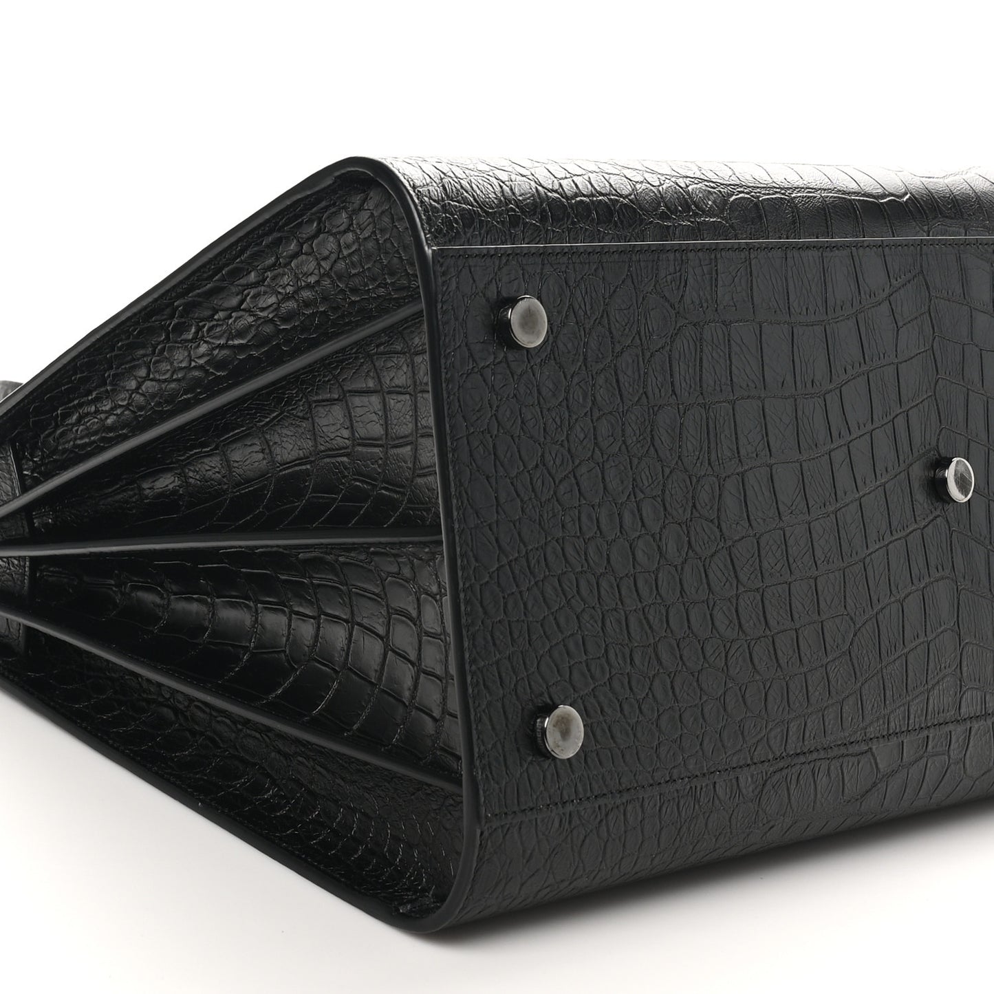 Calfskin Crocodile Embossed Large Sac De Jour Carryall Black
