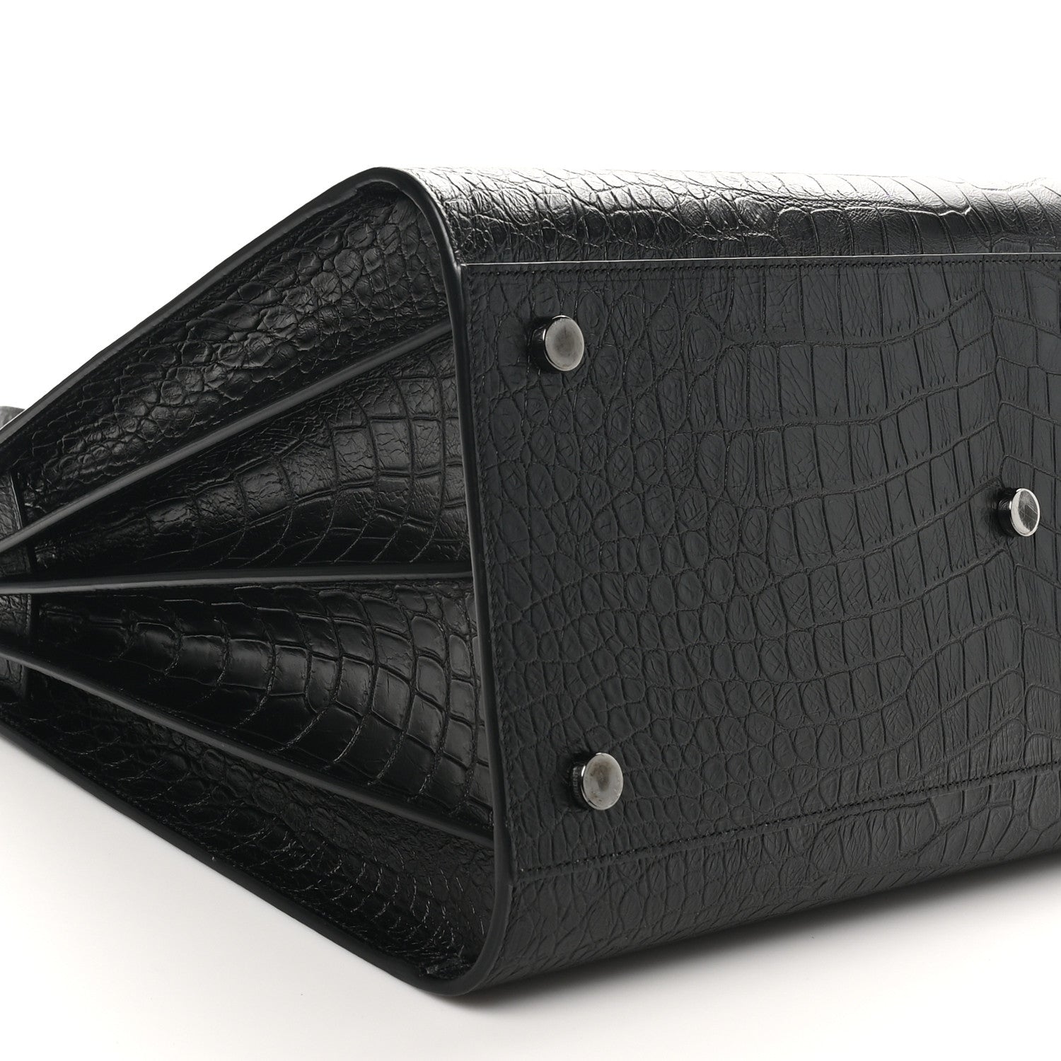 Saint Laurent Calfskin Crocodile Embossed Large Sac De Jour Carryall Black 9 of 10