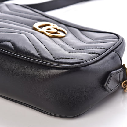 Gucci Calfskin Matelasse Mini GG Marmont Chain Shoulder Bag Black 11 of 12