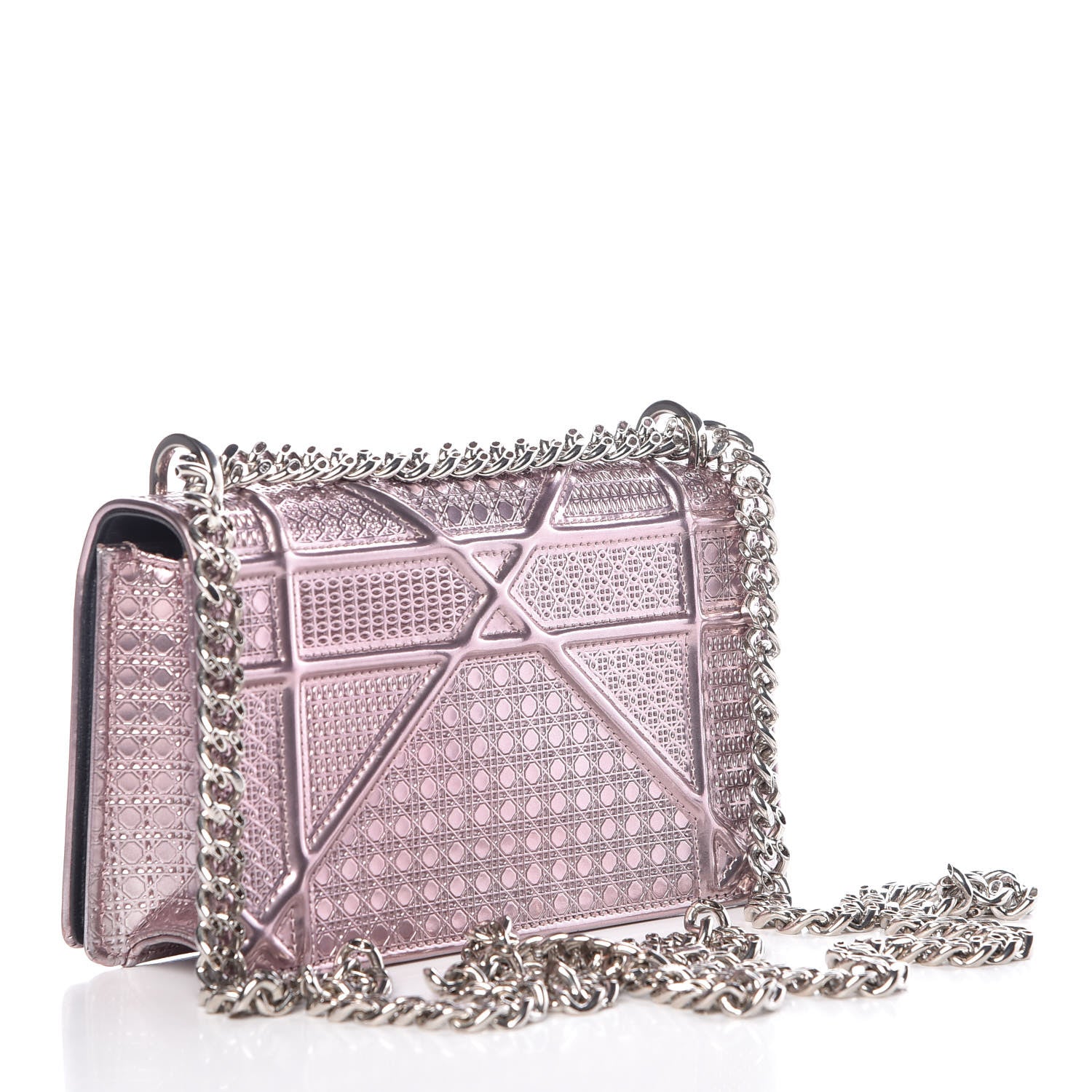 Christian Dior Metallic Patent Micro-Cannage Mini Diorama Flap Bag Pink 3 of 8