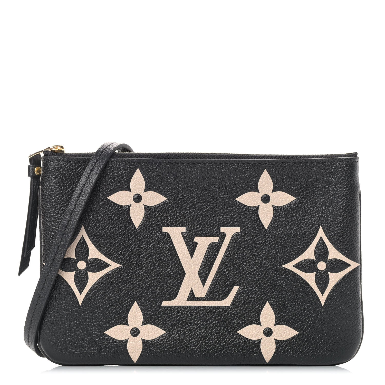 Louis Vuitton Empreinte Monogram Giant Double Zip Pochette Black Cream 1 of 8