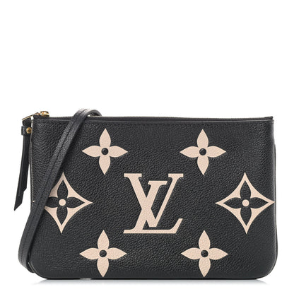 Louis Vuitton Empreinte Monogram Giant Double Zip Pochette Black Cream 1 of 8