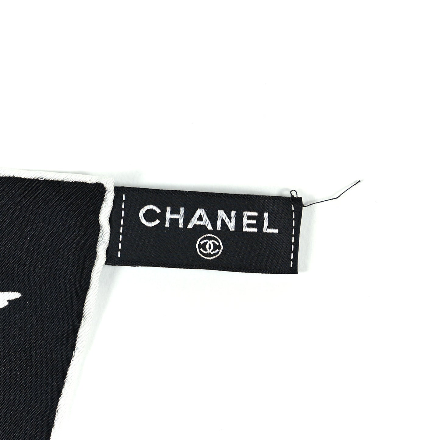 Silk CC Logo Camellia Scarf Black White
