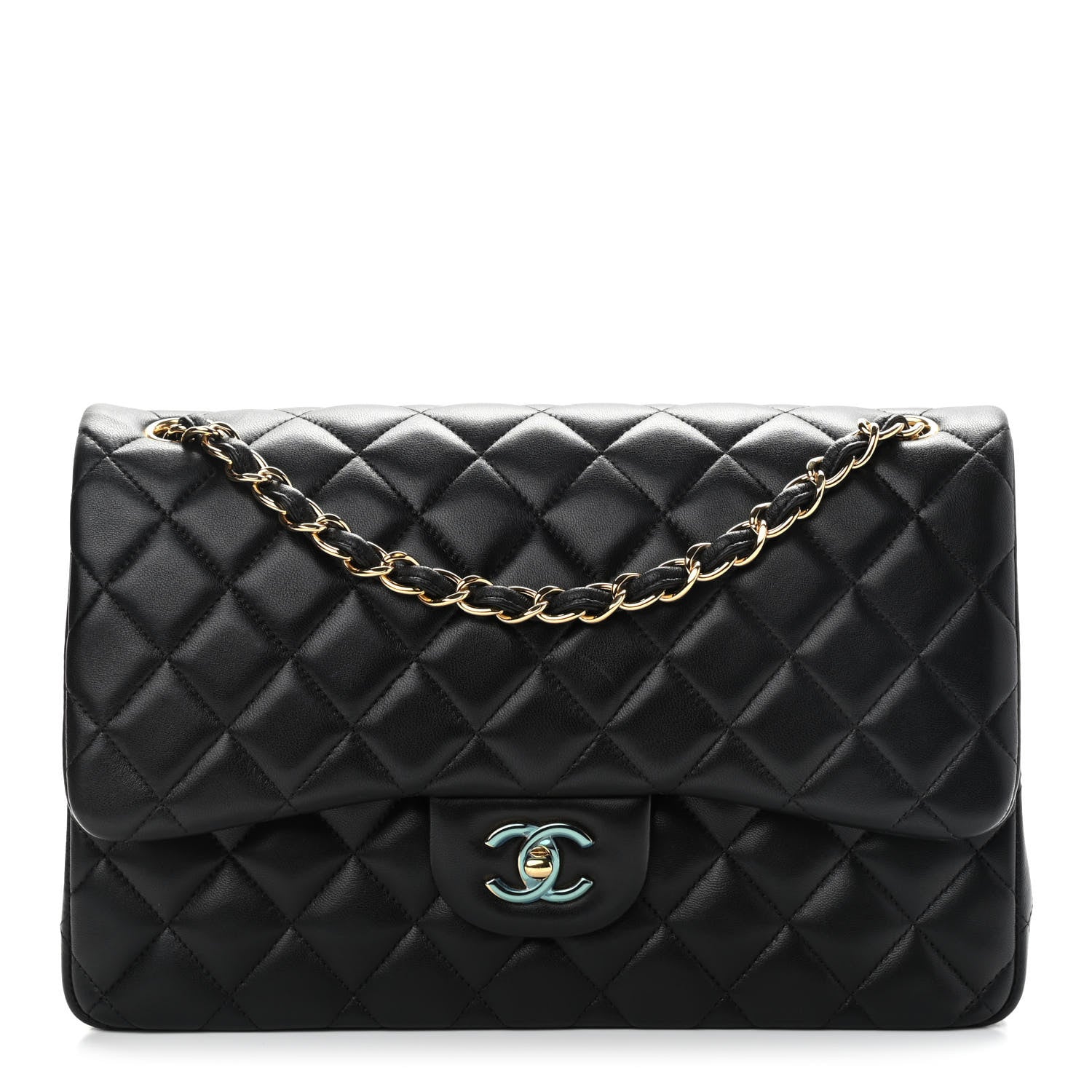 Chanel Lambskin Quilted Jumbo Double Flap Black 1 of 11