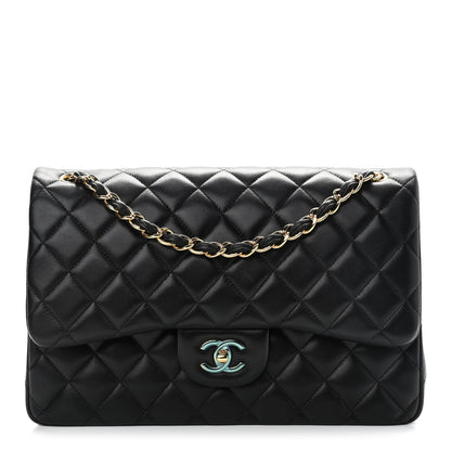 Chanel Lambskin Quilted Jumbo Double Flap Black 1 of 11