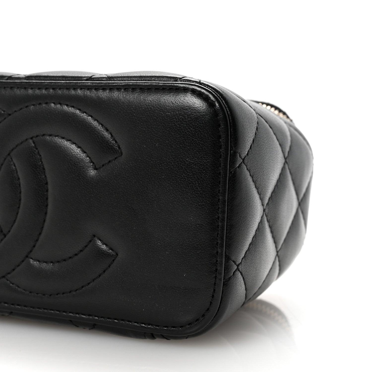 Chanel Lambskin Quilted Small Top Handle Vanity Case With Chain