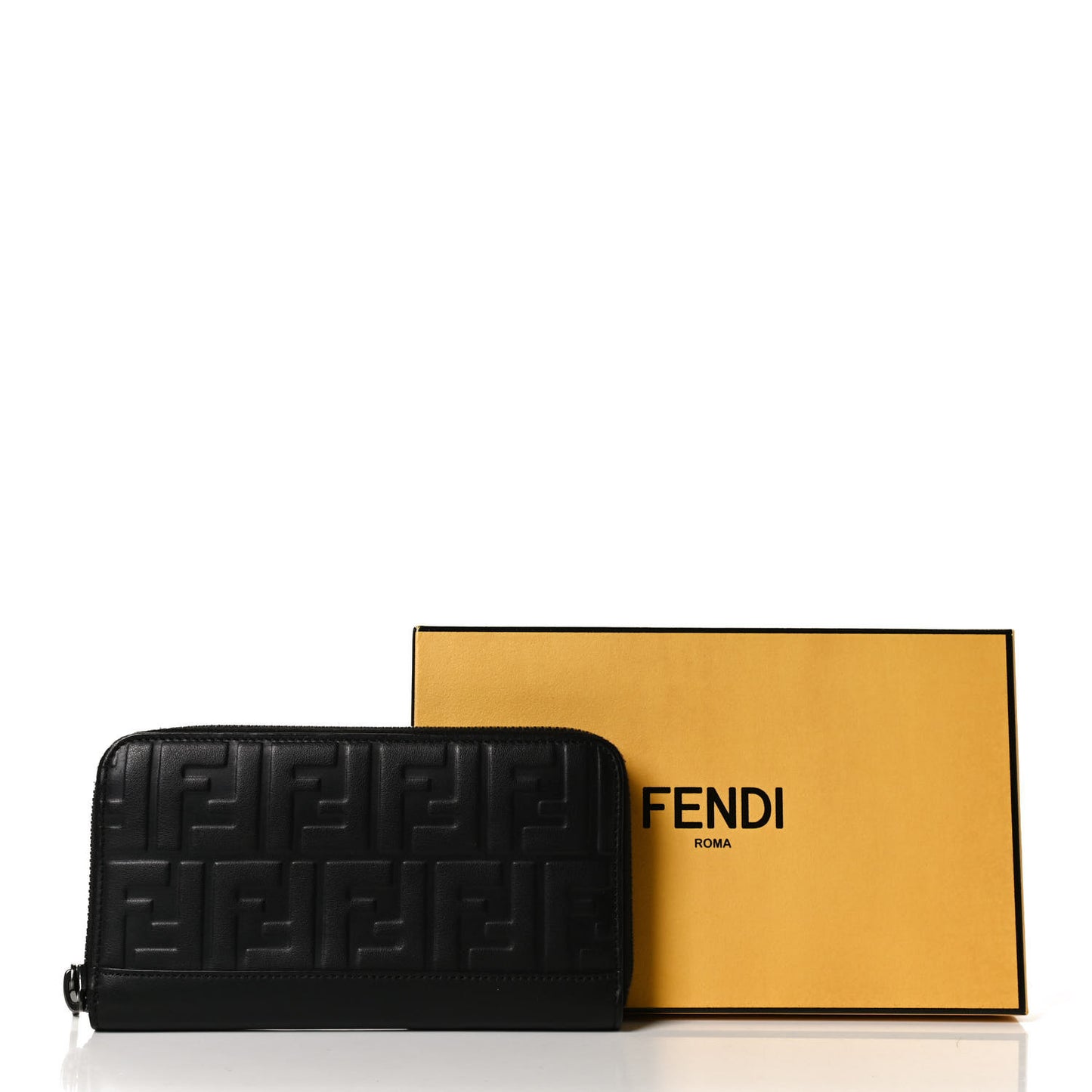 Vitello Grace FF 1974 Embossed Zip Around Wallet Black