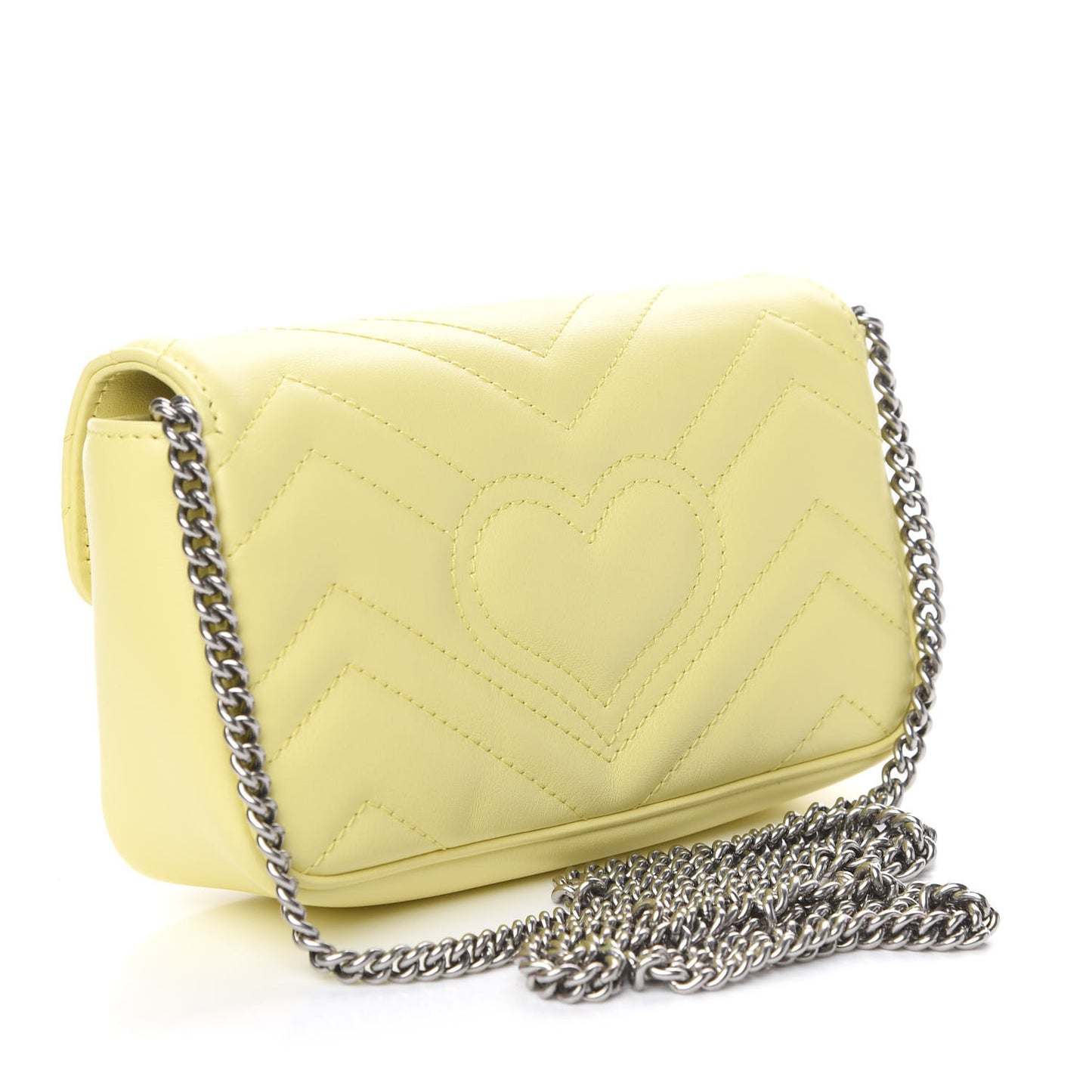 Calfskin Matelasse Super Mini GG Marmont Shoulder Bag Banana