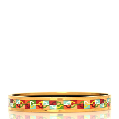 Hermes Enamel Narrow Printed Optique Chaine D'Ancre Bracelet 62 3 of 5