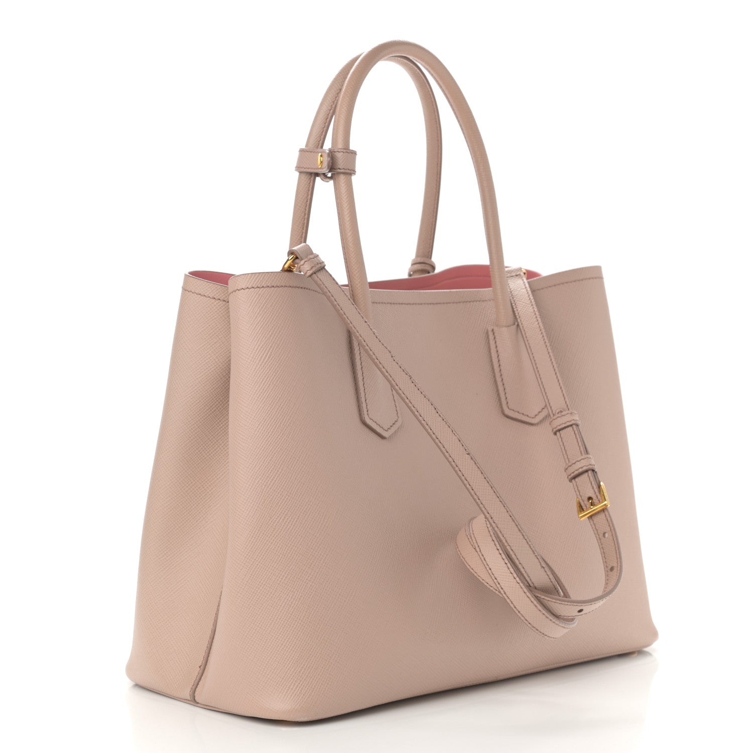 Prada Saffiano Cuir Large Double Bag Cammeo Rosa 3 of 11