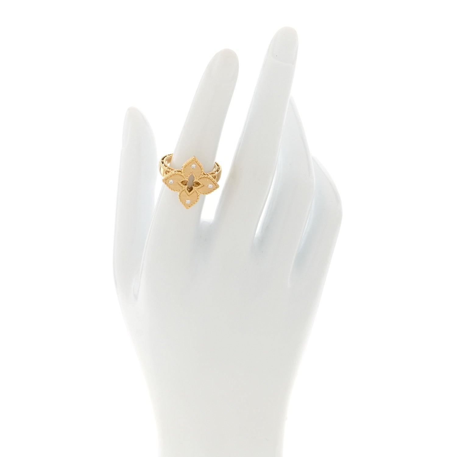 Roberto Coin 18K Yellow Gold Diamond Petite Venetian Princess Flower Ring 51 5.75 2 of 4