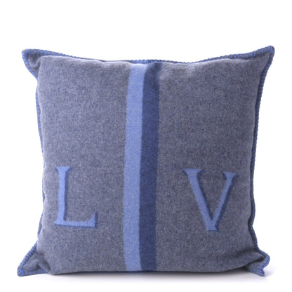 Louis Vuitton Wool Cashmere Cushion Pillow Blue Gray 1 of 6