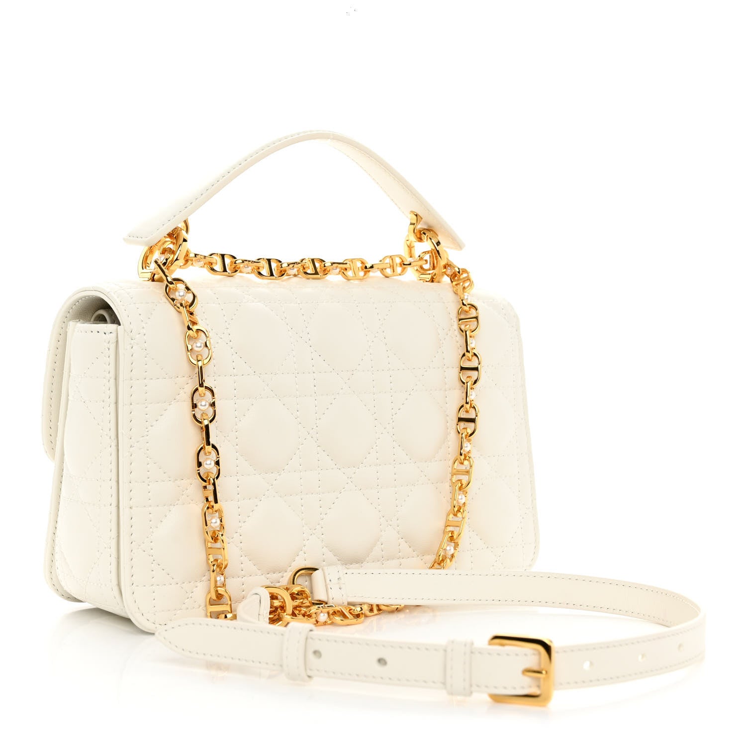 Christian Dior Lambskin Cannage Small Jolie Top Handle Bag Latte 3 of 12