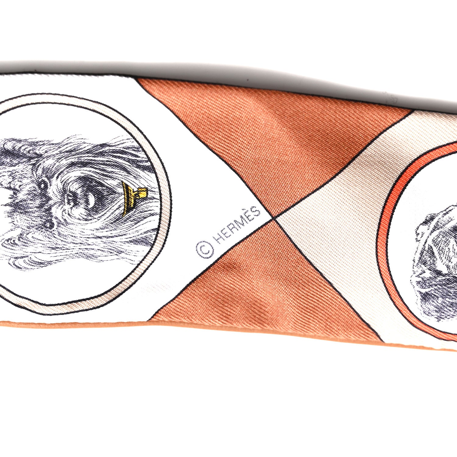 Hermes Silk Colliers et Chiens Twilly Black Caramel White 3 of 4