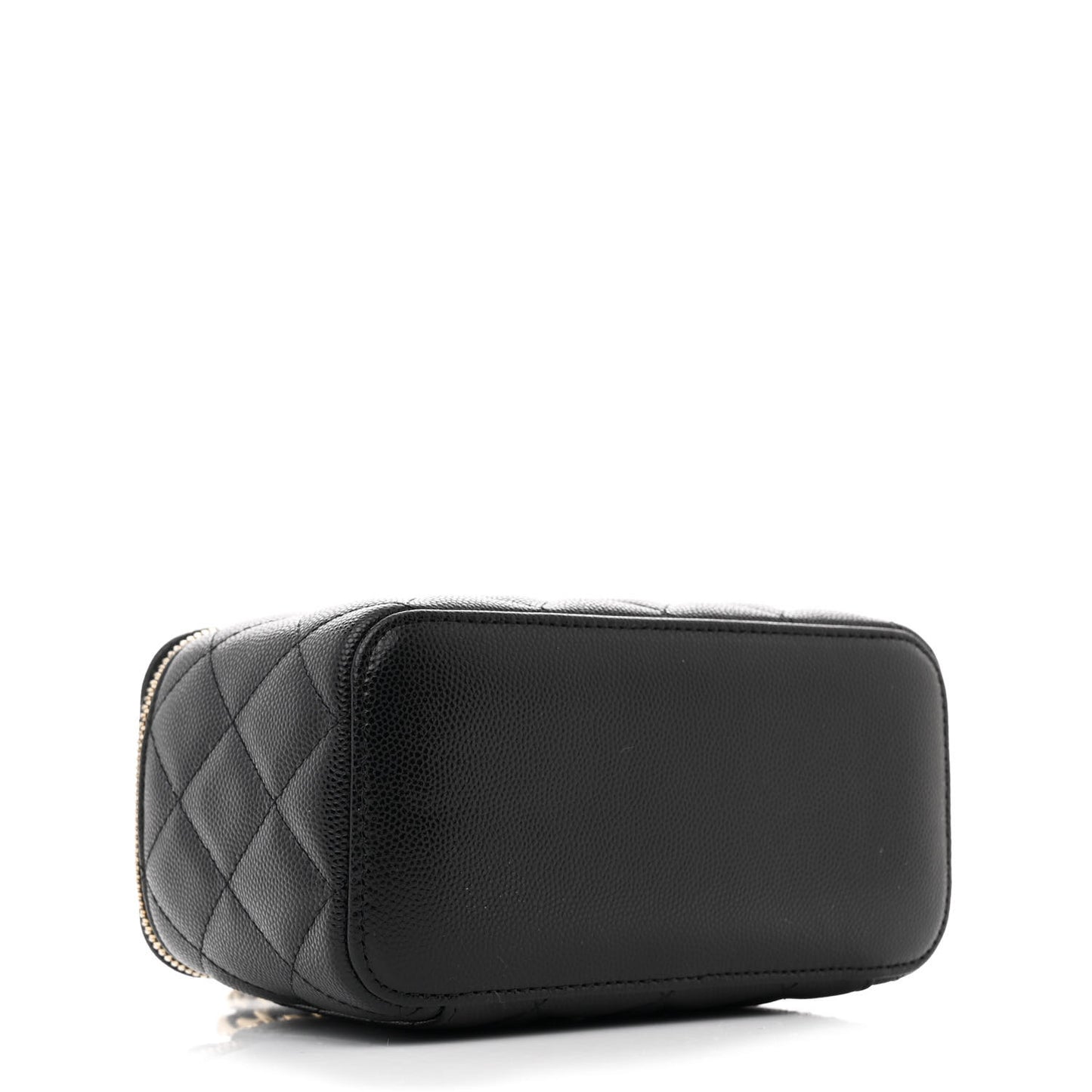 Caviar Quilted Small Vanity Case With Chain Black