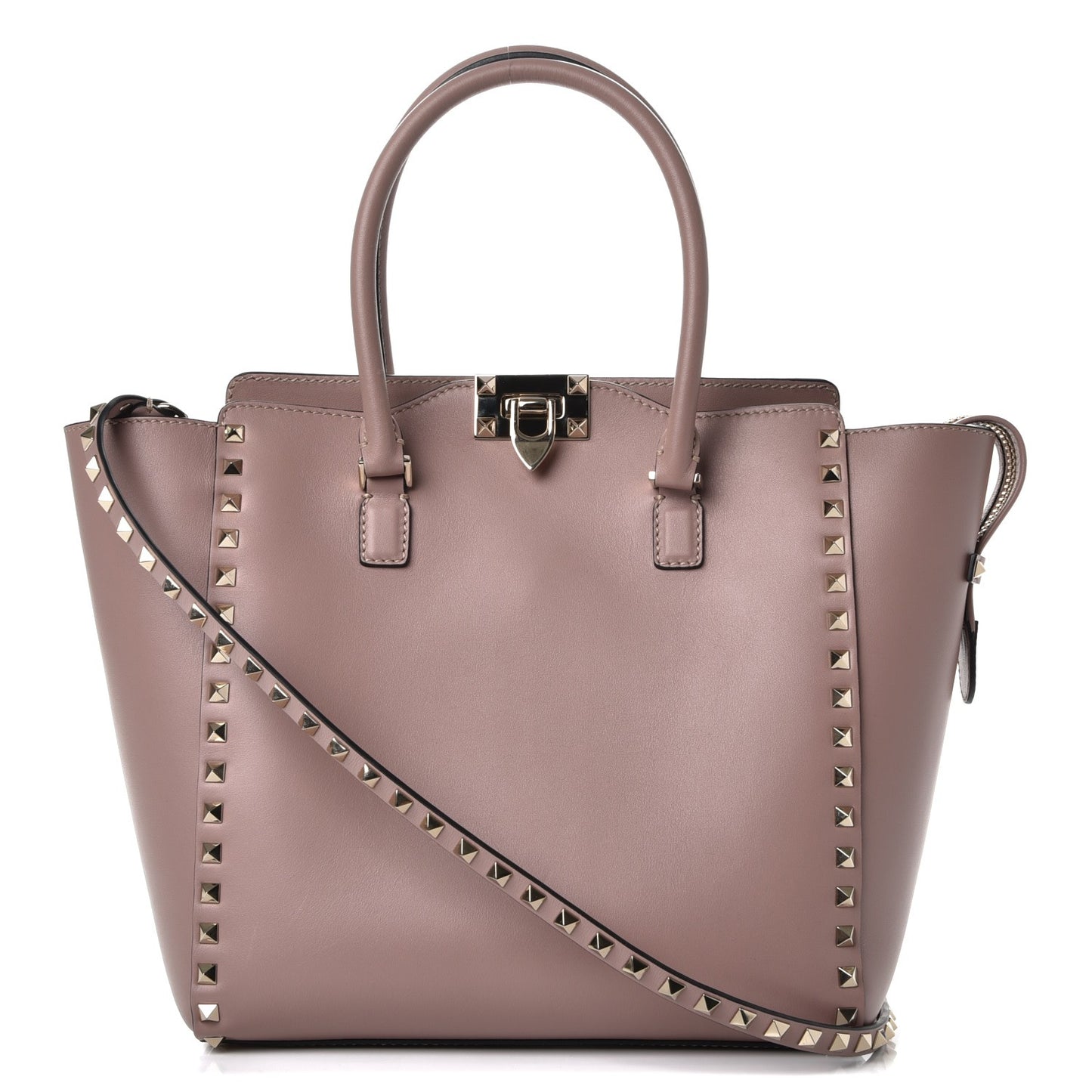 Vitello Rockstud Double Handle Tote Poudre